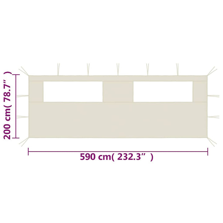 pavillonvæg med vinduer 6x2 m cremefarvet