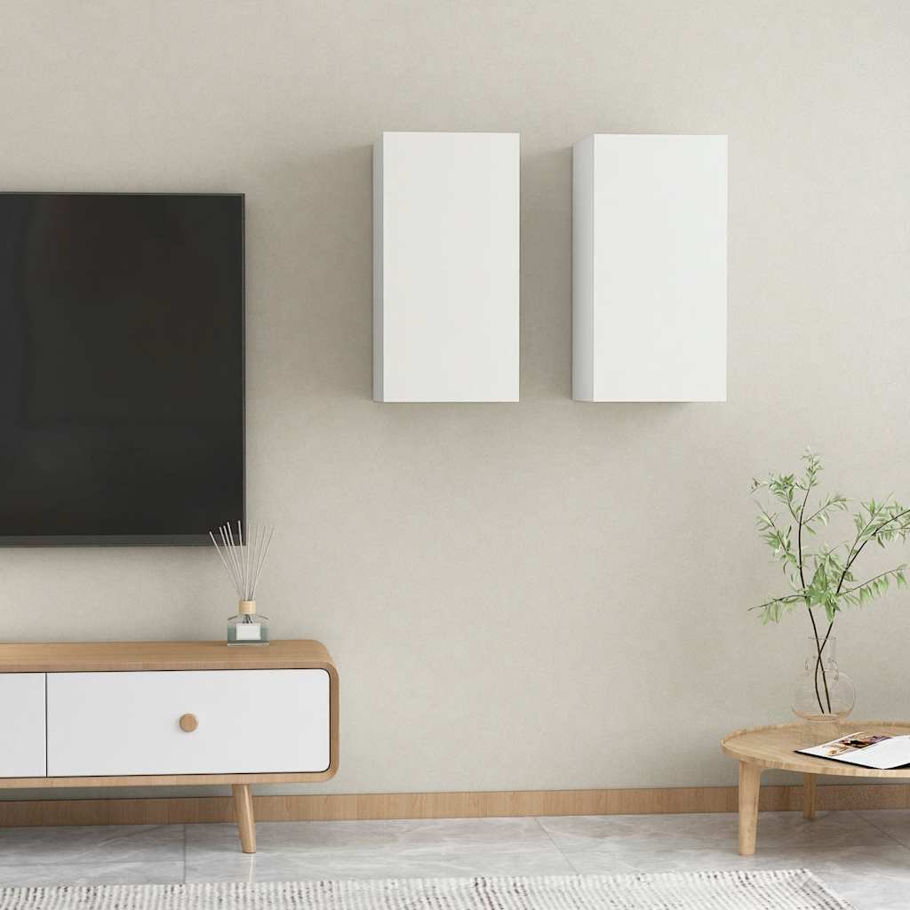 tv-borde 2 stk. 30,5x30x60 cm konstrueret træ hvid