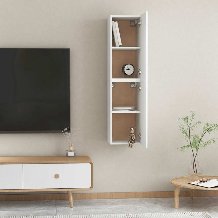 tv-borde 2 stk. 30,5x30x60 cm konstrueret træ hvid