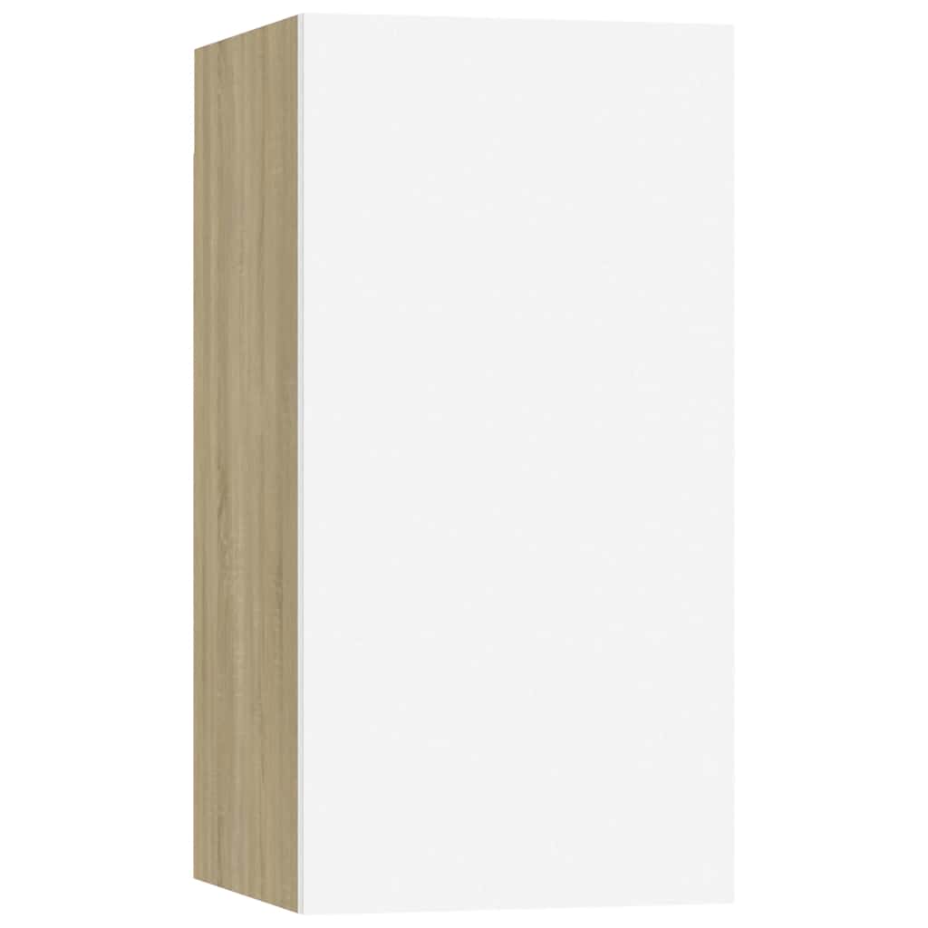 tv-bord 30,5x30x60 cm konstrueret træ hvid og sonoma-eg