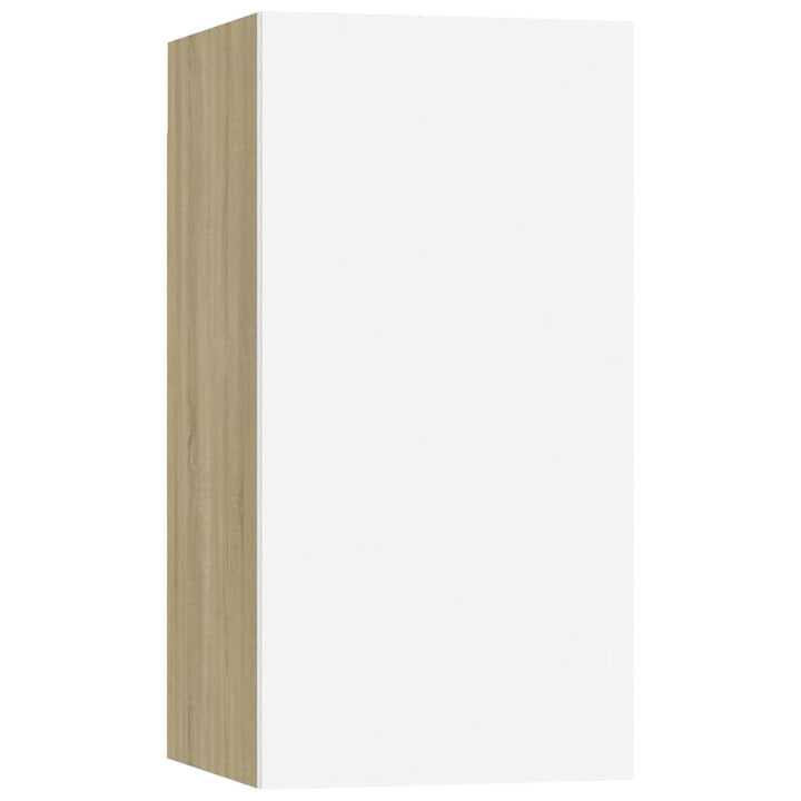 tv-bord 30,5x30x60 cm konstrueret træ hvid og sonoma-eg