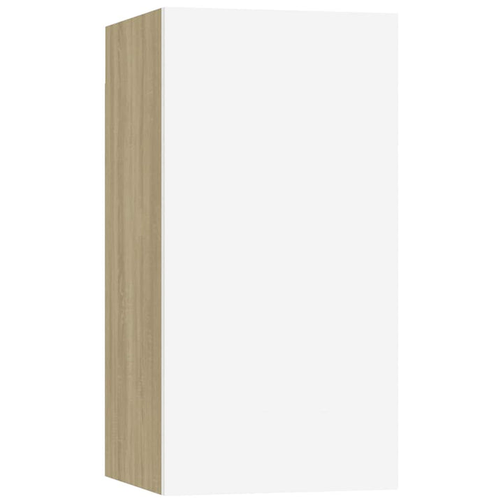 tv-bord 30,5x30x60 cm konstrueret træ hvid og sonoma-eg