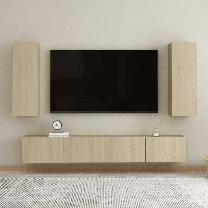 tv-bord 30,5x30x90 cm konstrueret træ sonoma-eg