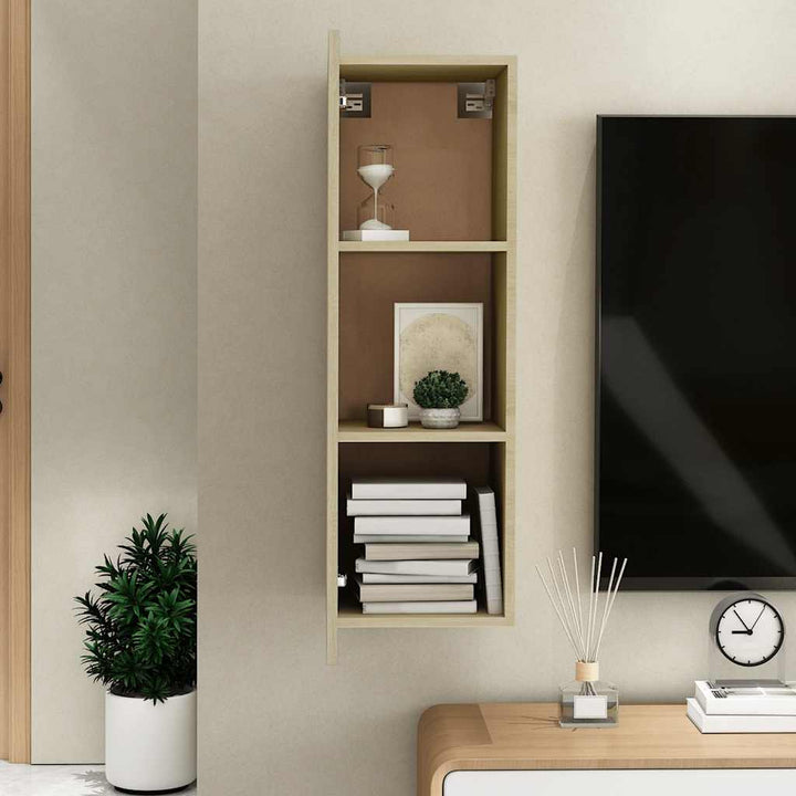 tv-bord 30,5x30x90 cm konstrueret træ sonoma-eg
