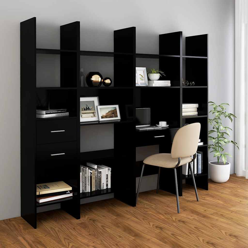 bogreol 40x35x180 cm konstrueret træ sort