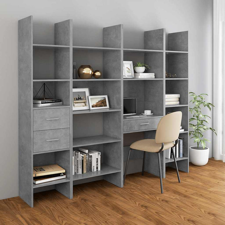 bogreol 40x35x180 cm konstrueret træ betongrå