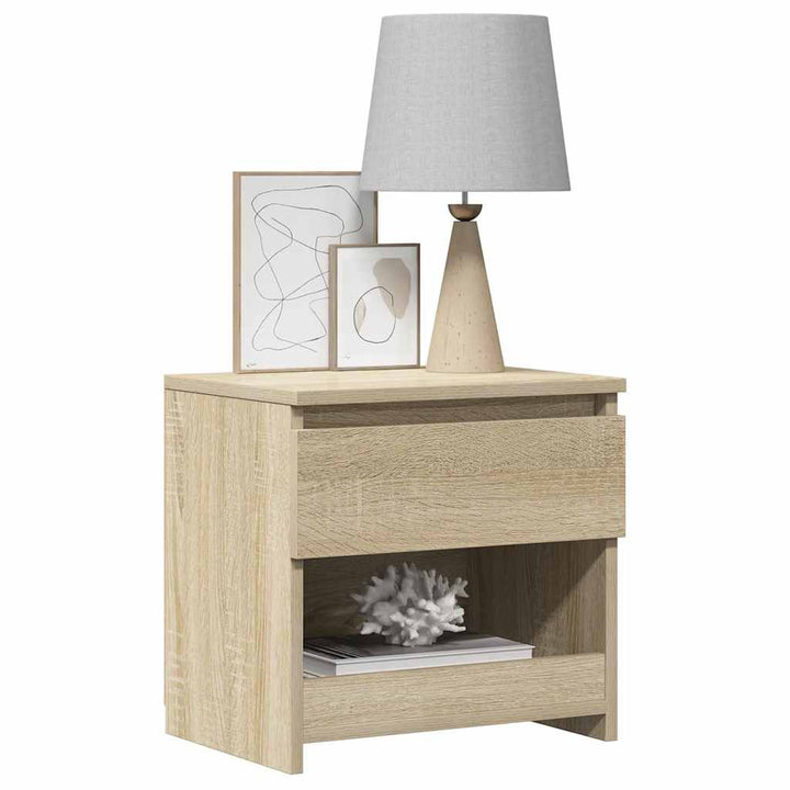 sengeborde 2 stk. 40x30x39 cm konstrueret træ sonoma-eg