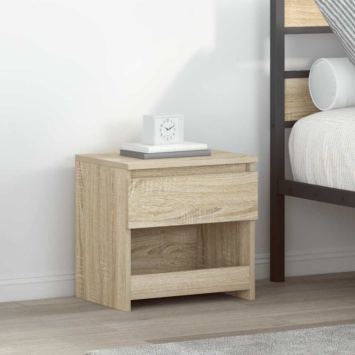 sengeborde 2 stk. 40x30x39 cm konstrueret træ sonoma-eg