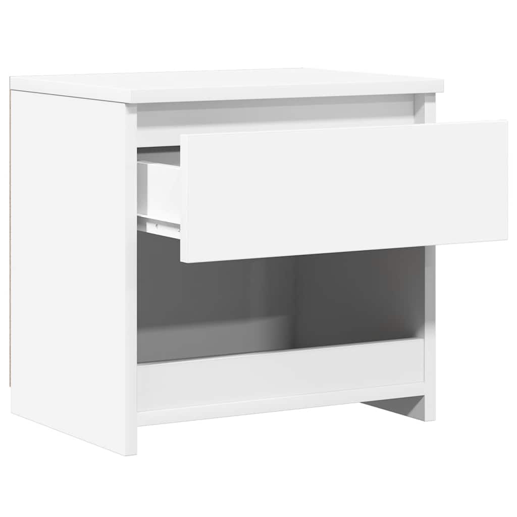 sengebord 40x30x39 cm konstrueret træ hvid højglans