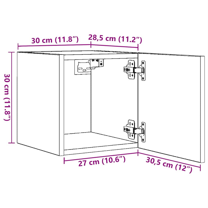 væghængt tv-skab 30,5x30x30 cm hvid