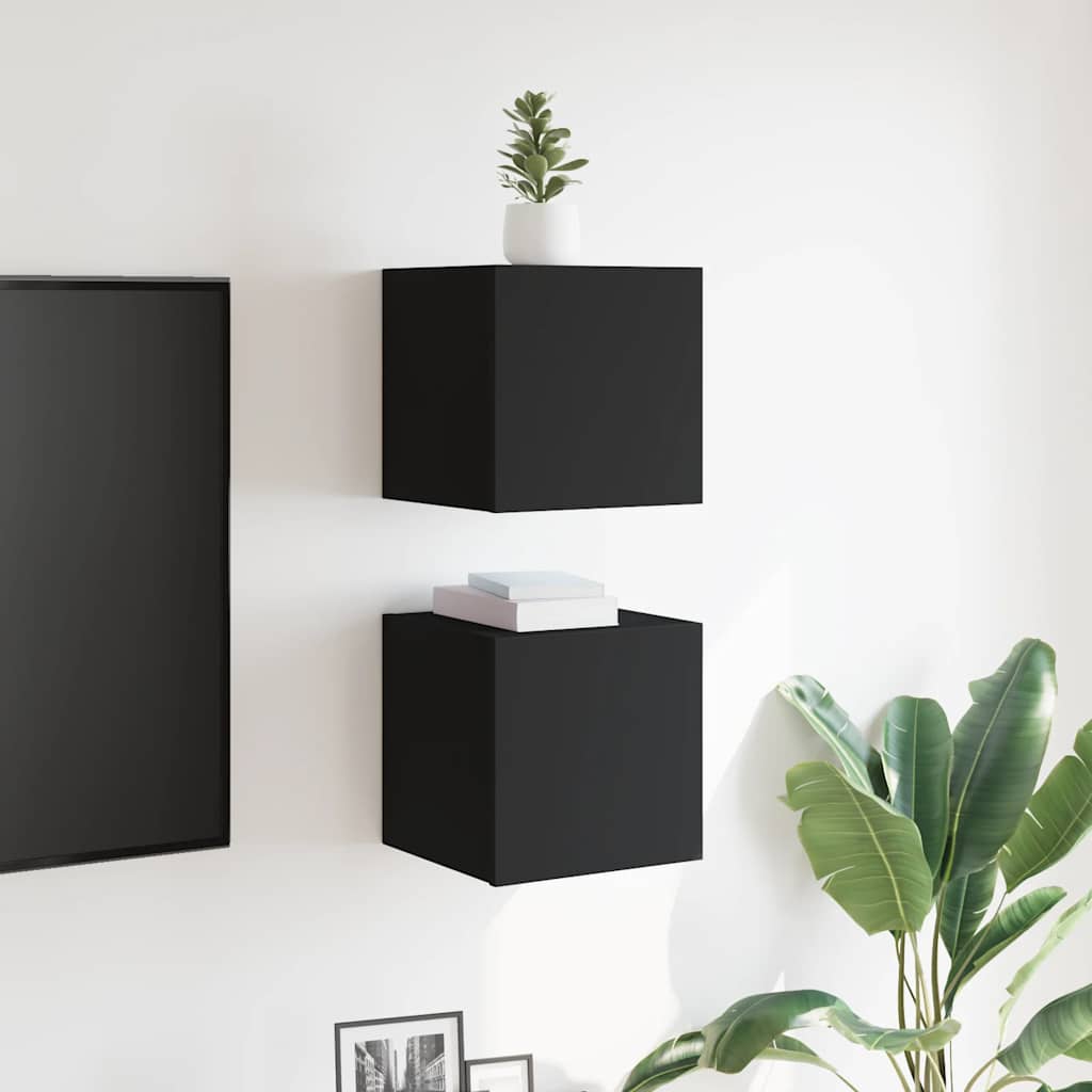 væghængte tv-skabe 2 stk. 30,5x30x30 cm sort
