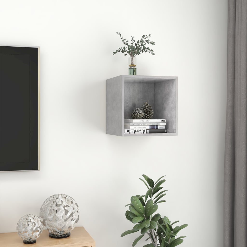 vægskab 37x37x37 cm konstrueret træ betongrå