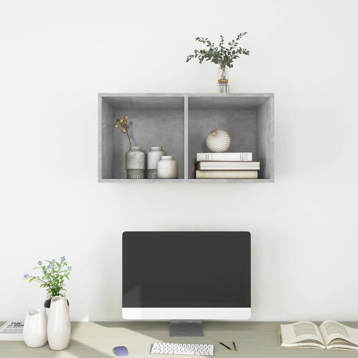 væghængt tv-bord 37x37x72 cm konstrueret træ betongrå
