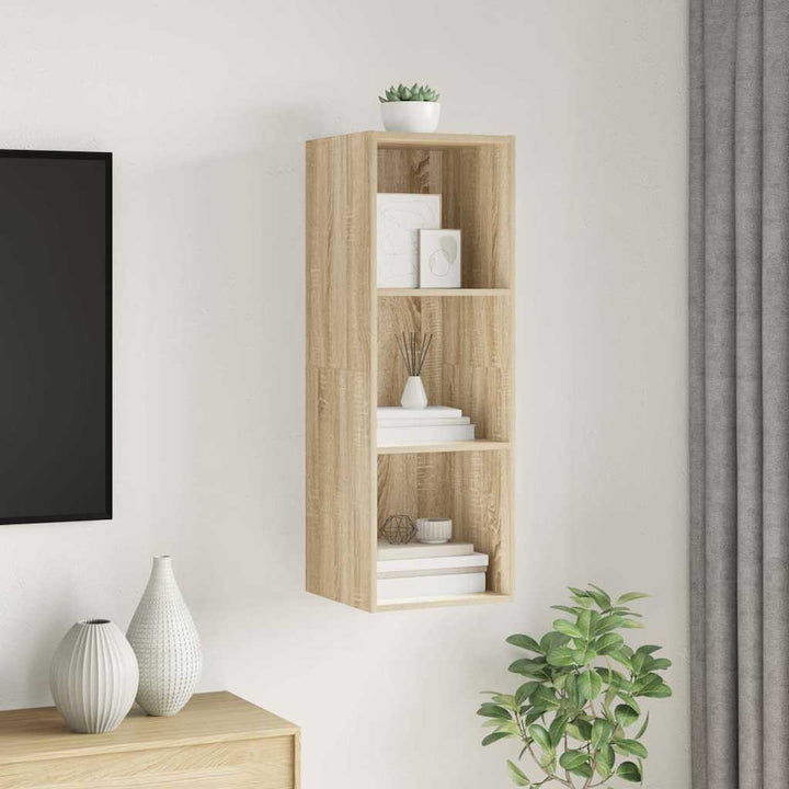 væghængt tv-skab 37x37x107 cm konstrueret træ sonoma-eg