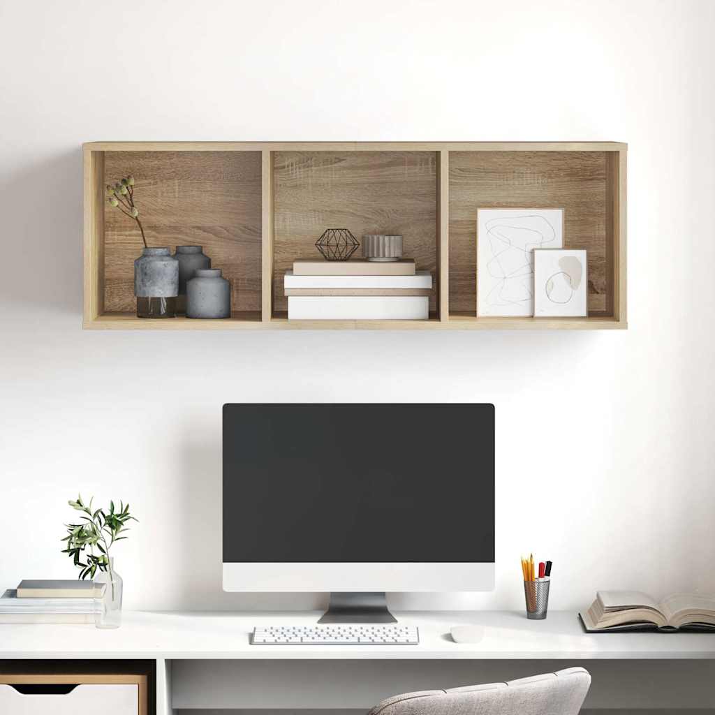 væghængt tv-skab 37x37x107 cm konstrueret træ sonoma-eg