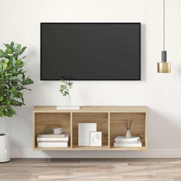 væghængt tv-skab 37x37x107 cm konstrueret træ sonoma-eg