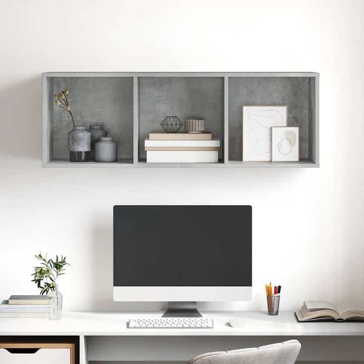 væghængt tv-skab 37x37x107 cm konstrueret træ betongrå