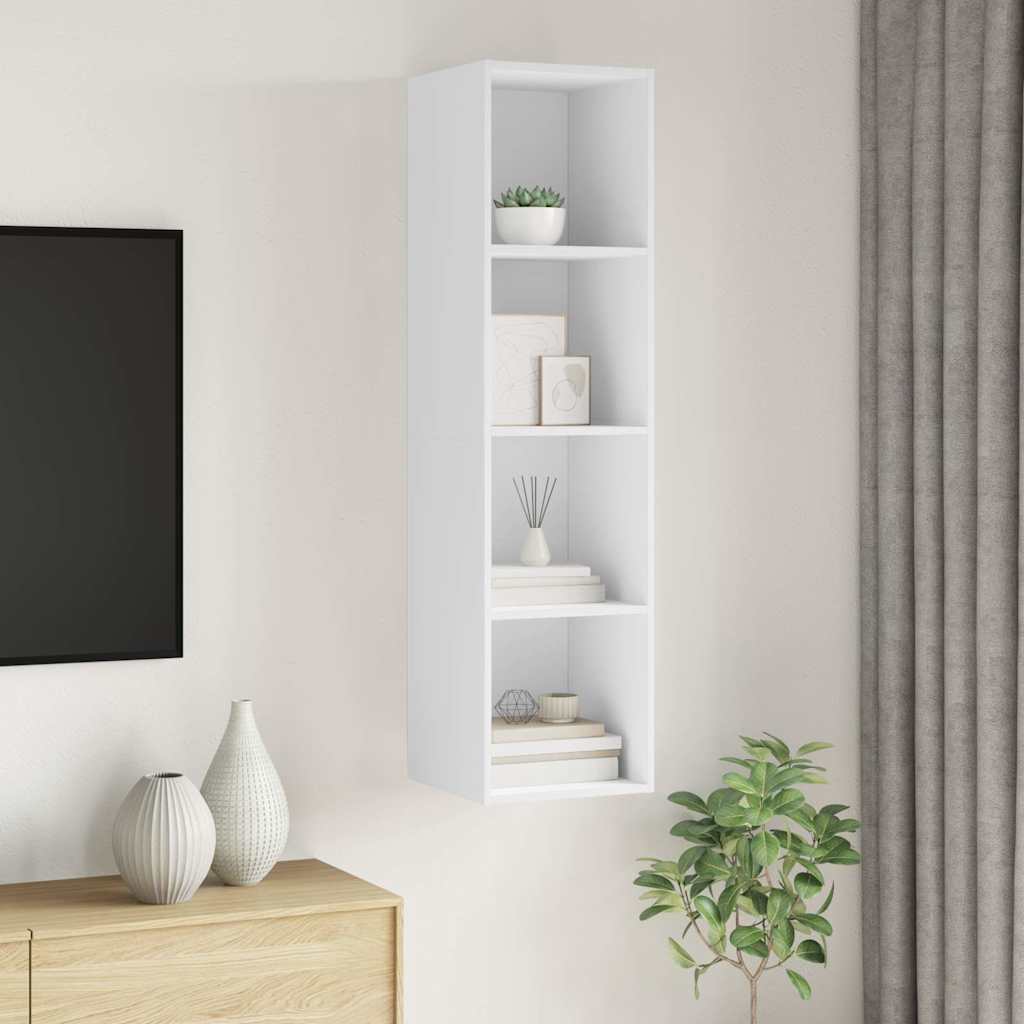 væghængt tv-skab 37x37x142,5 cm konstrueret træ hvid