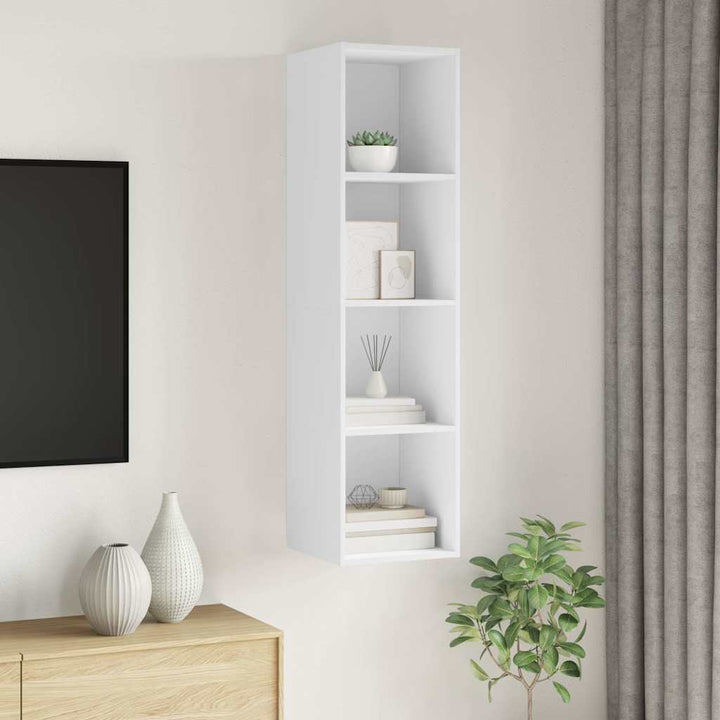 væghængt tv-skab 37x37x142,5 cm konstrueret træ hvid