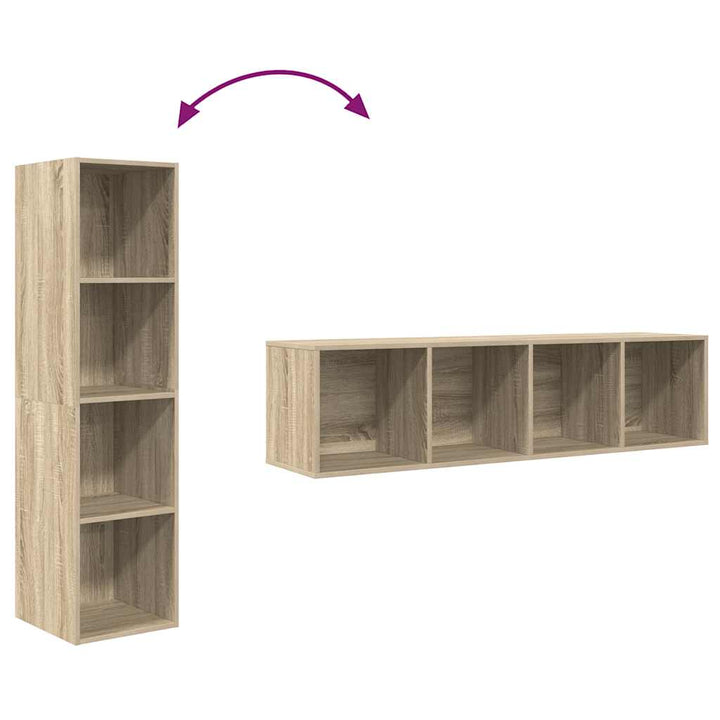 væghængt tv-skab 37x37x142,5 cm konstrueret træ sonoma-eg