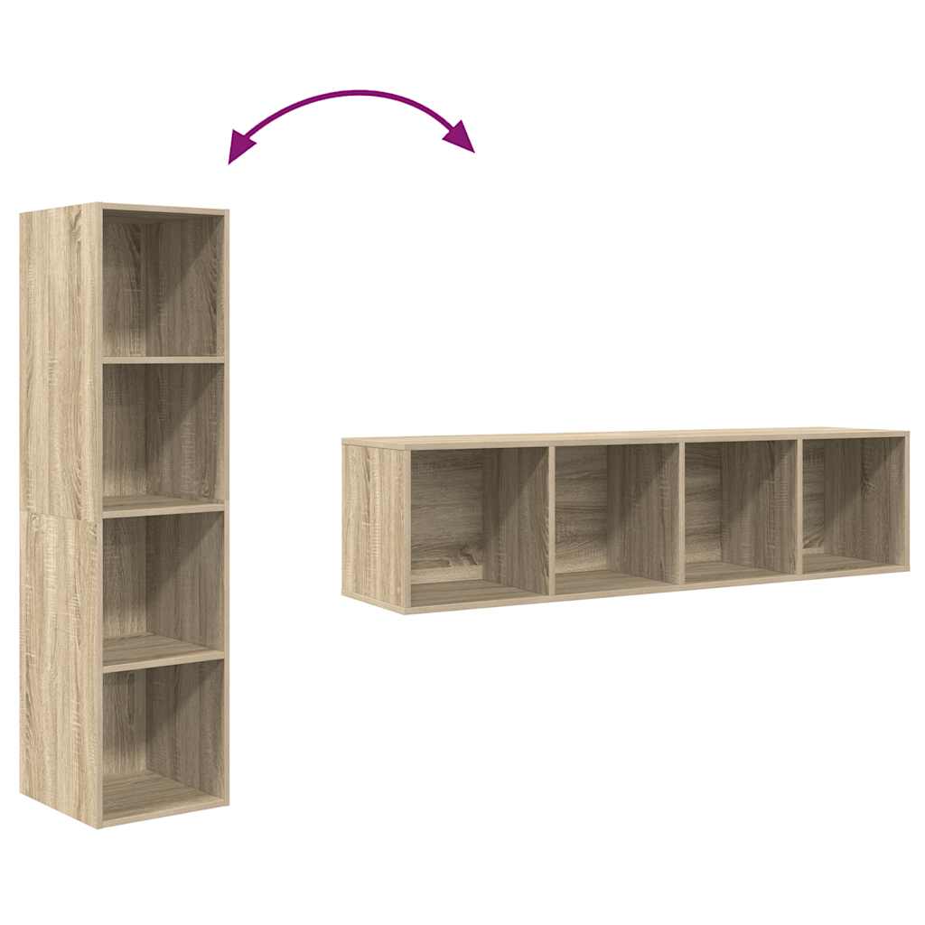 væghængt tv-skab 37x37x142,5 cm konstrueret træ sonoma-eg