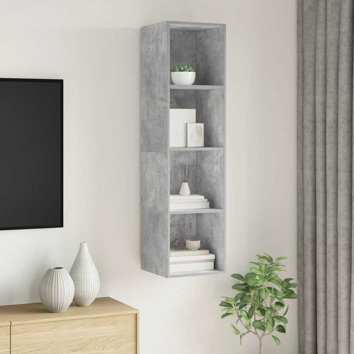 væghængt tv-skab 37x37x142,5 cm konstrueret træ betongrå