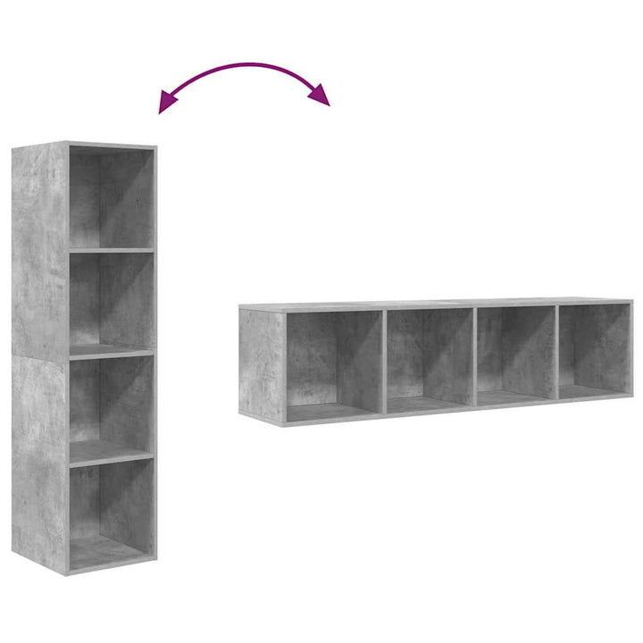 væghængt tv-skab 37x37x142,5 cm konstrueret træ betongrå
