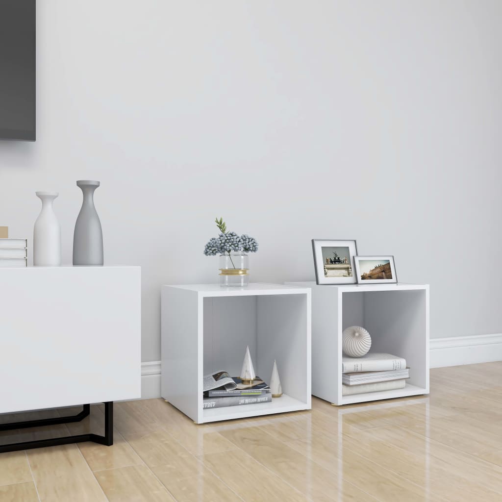 tv-borde 2 stk. 37x35x37 cm konstrueret træ hvid