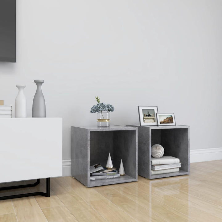 tv-borde 2 stk. 37x35x37 cm konstrueret træ betongrå