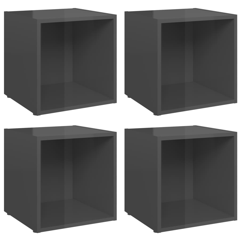 tv-borde 4 stk. 37x35x37 cm konstrueret træ grå højglans