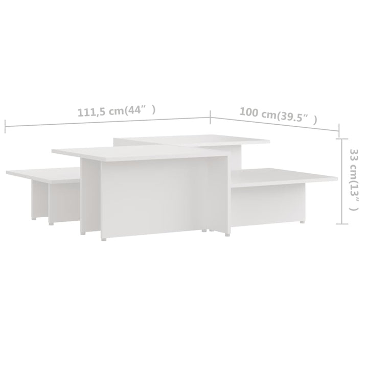 sofabord 2 stk. 111,5x50x33 cm konstrueret træ hvid