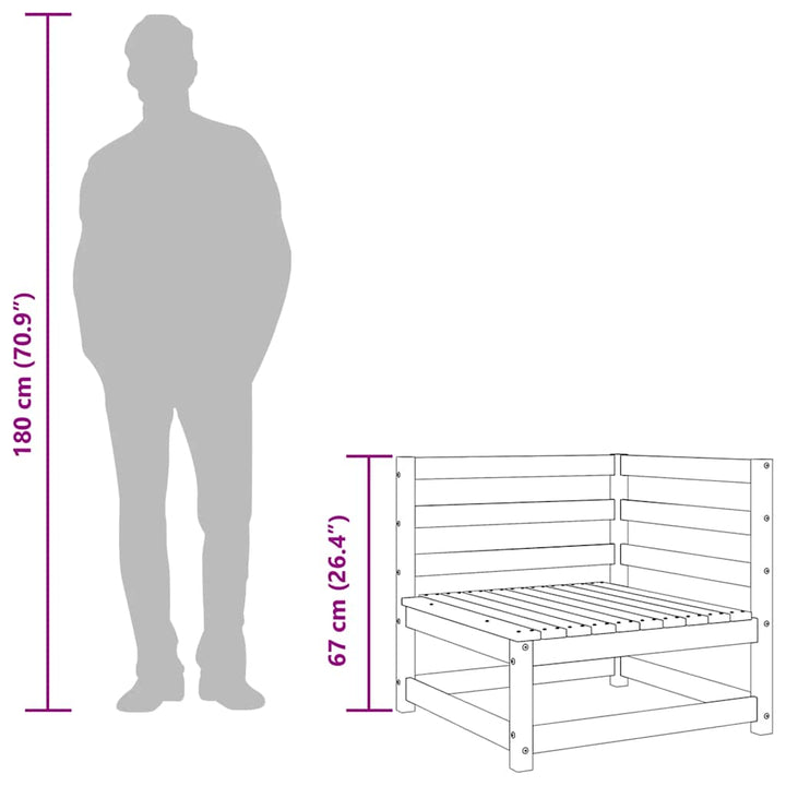 hjørnedel til havesofa massivt fyrretræ hvid