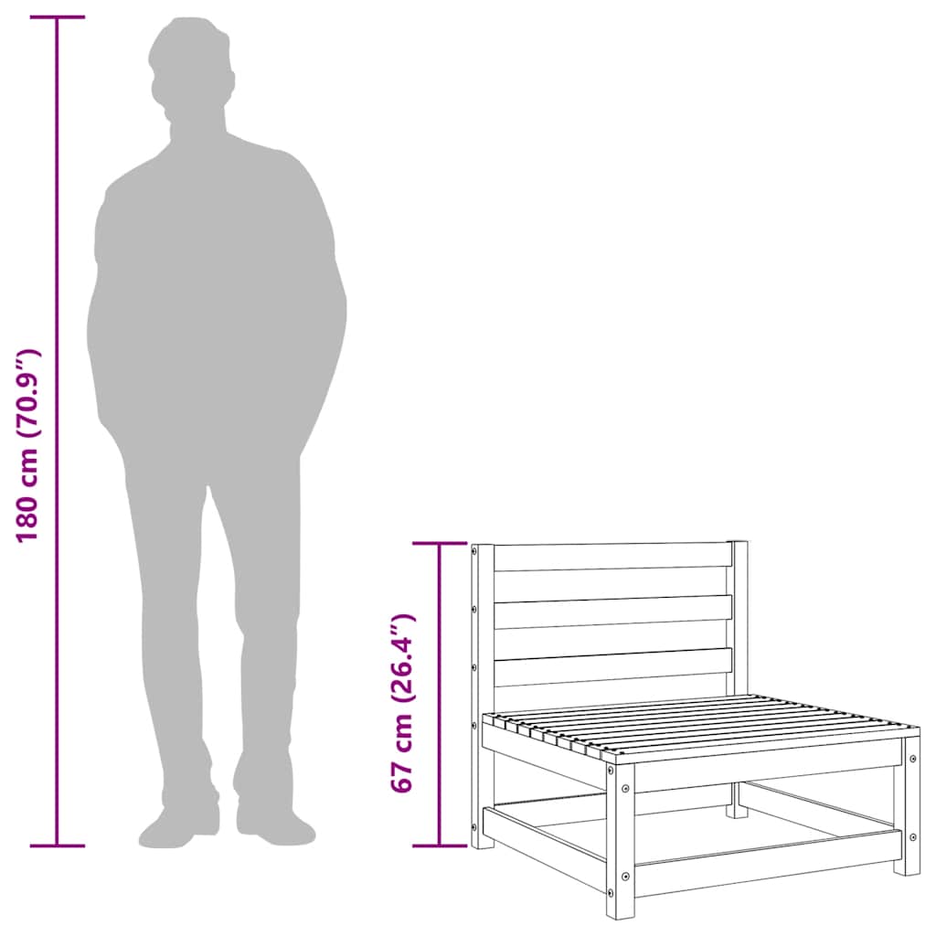 midtermodul til havesofa massivt fyrretræ sort