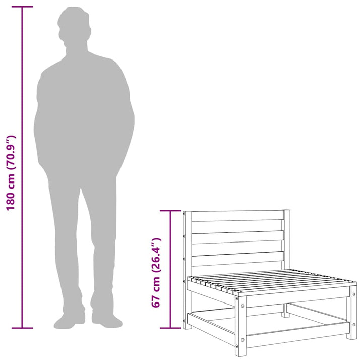 midtermodul til havesofa massivt fyrretræ sort