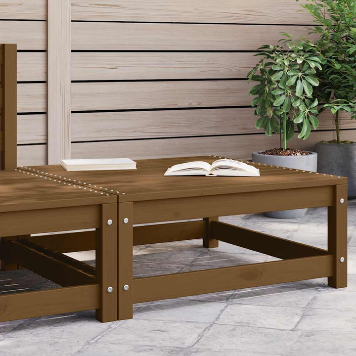 fodskammel til haven 70x70x30 cm massivt fyrretræ gyldenbrun