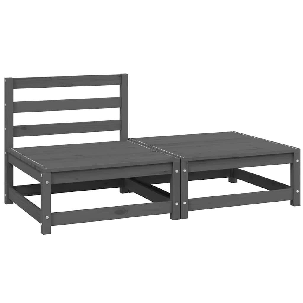 loungesæt til haven 2 dele massivt fyrretræ grå