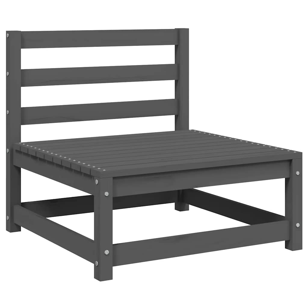 loungesæt til haven 2 dele massivt fyrretræ grå