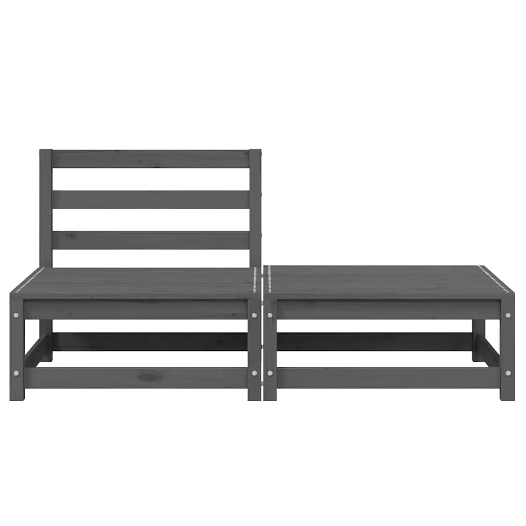 loungesæt til haven 2 dele massivt fyrretræ grå