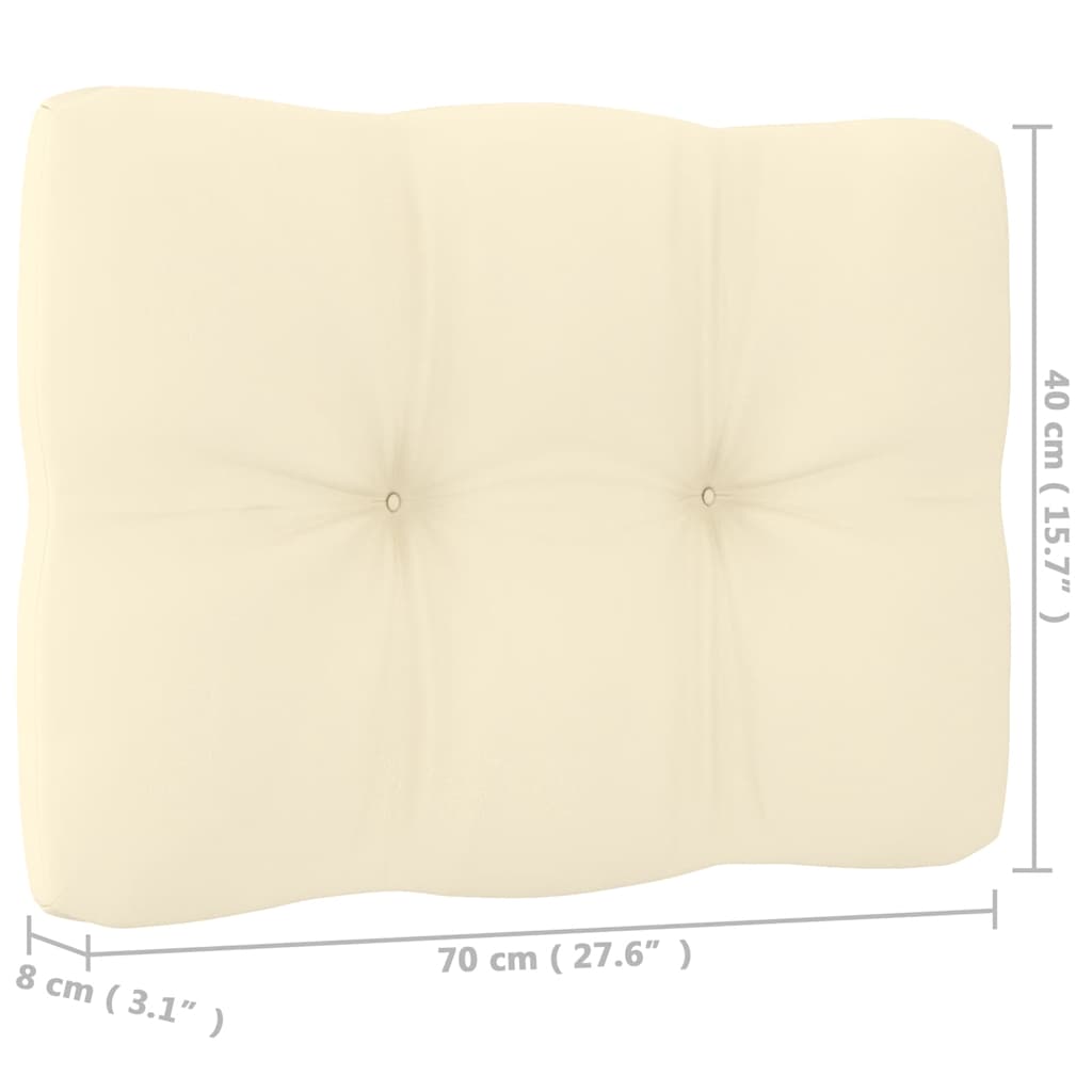 midterdele til havesofa 2 stk. med creme hynde massivt fyrretræ