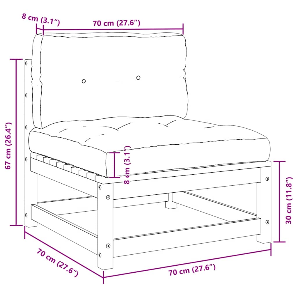 midterdele til havesofa antracit hynder 2 stk. massivt fyrretræ