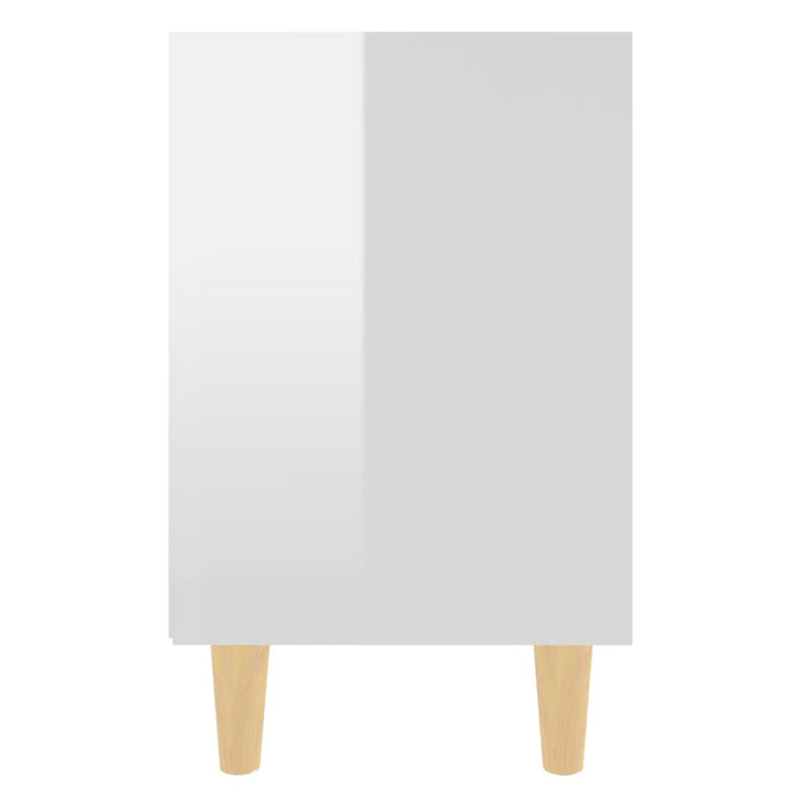 sengeskabe 2 stk. m. massive træben 40x30x50 cm hvid højglans