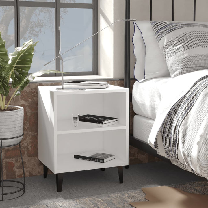 sengeborde 2 stk. med metalben 40x30x50 cm hvid