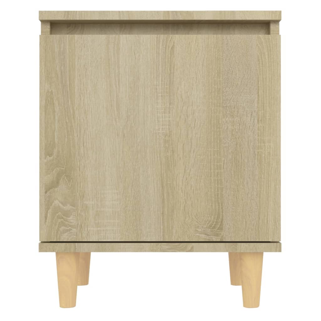 sengeskabe m. massive træben 2 stk. 40x30x50 cm sonoma-eg