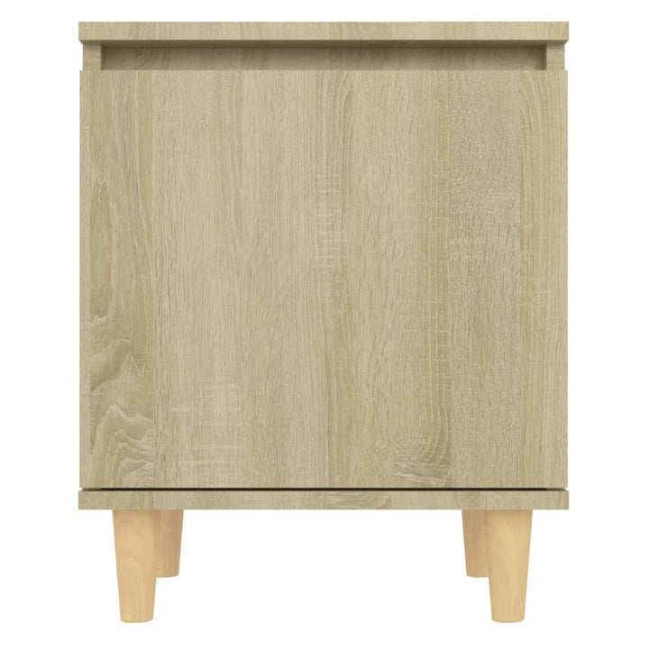 sengeskabe m. massive træben 2 stk. 40x30x50 cm sonoma-eg
