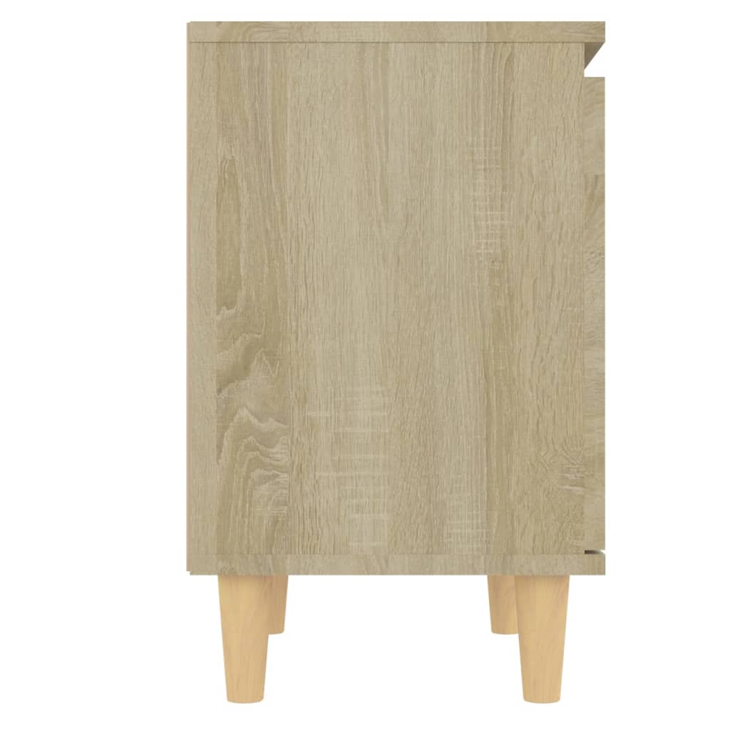 sengeskabe m. massive træben 2 stk. 40x30x50 cm sonoma-eg