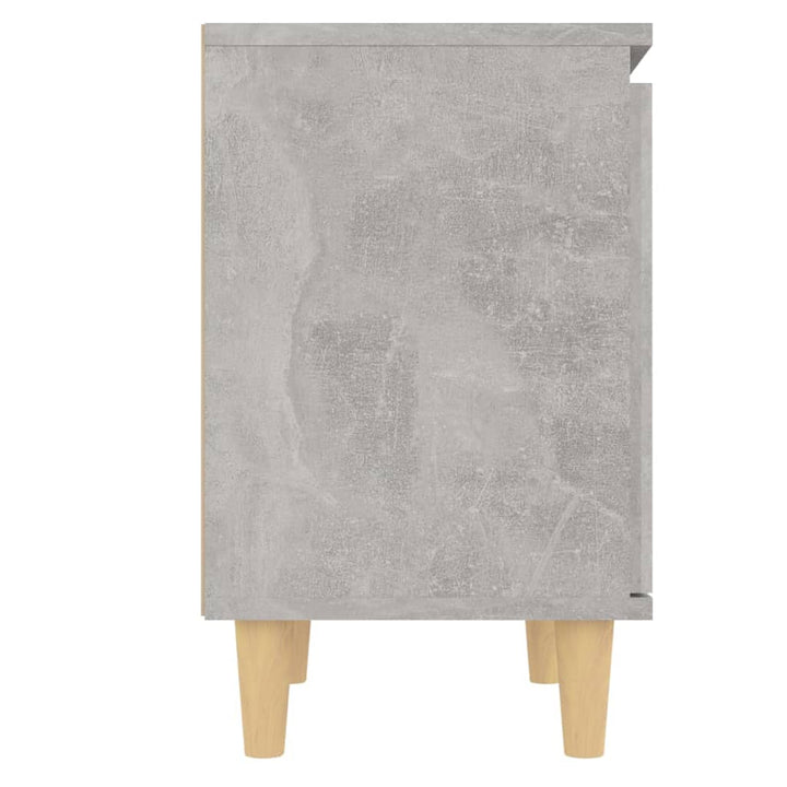 sengeskabe m. massive træben 2 stk. 40x30x50 cm betongrå