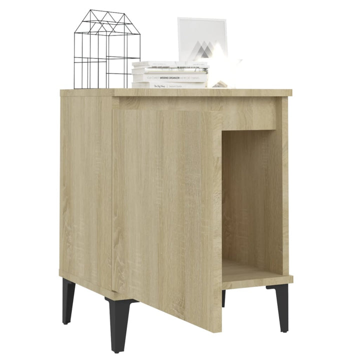 sengebord med metalben 40x30x50 cm sonoma-eg