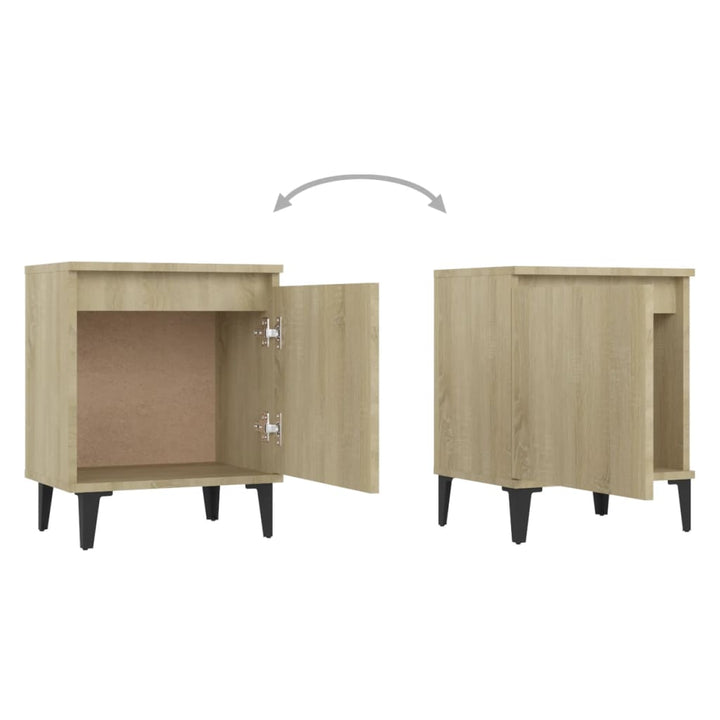 sengebord med metalben 40x30x50 cm sonoma-eg