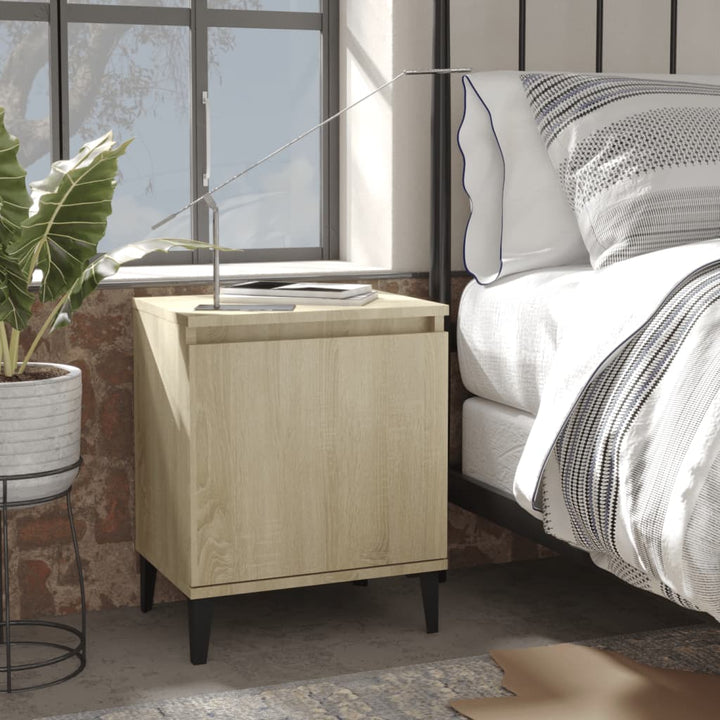 sengebord med metalben 40x30x50 cm sonoma-eg