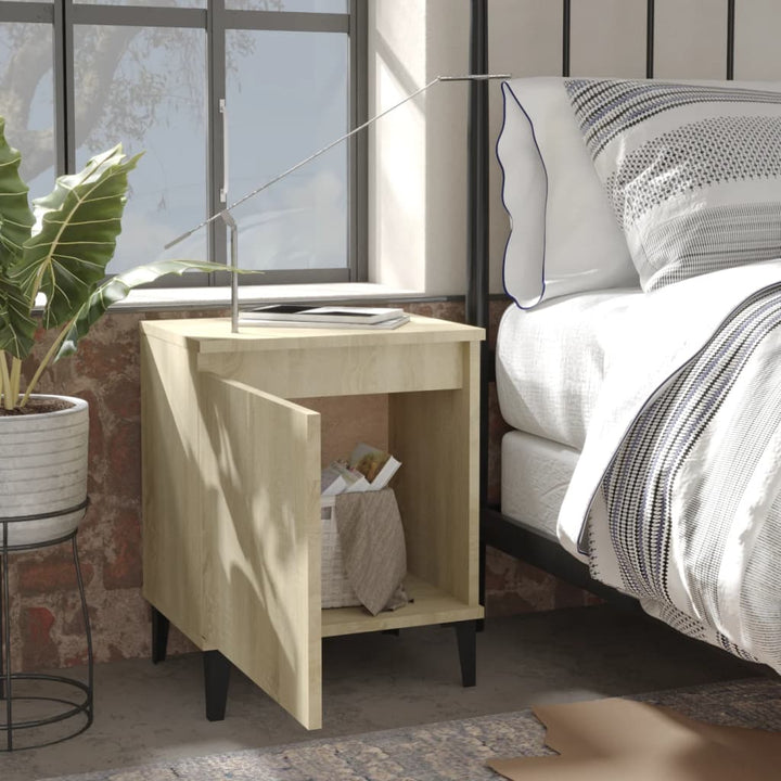 sengeborde med metalben 40x30x50 cm sonoma-eg
